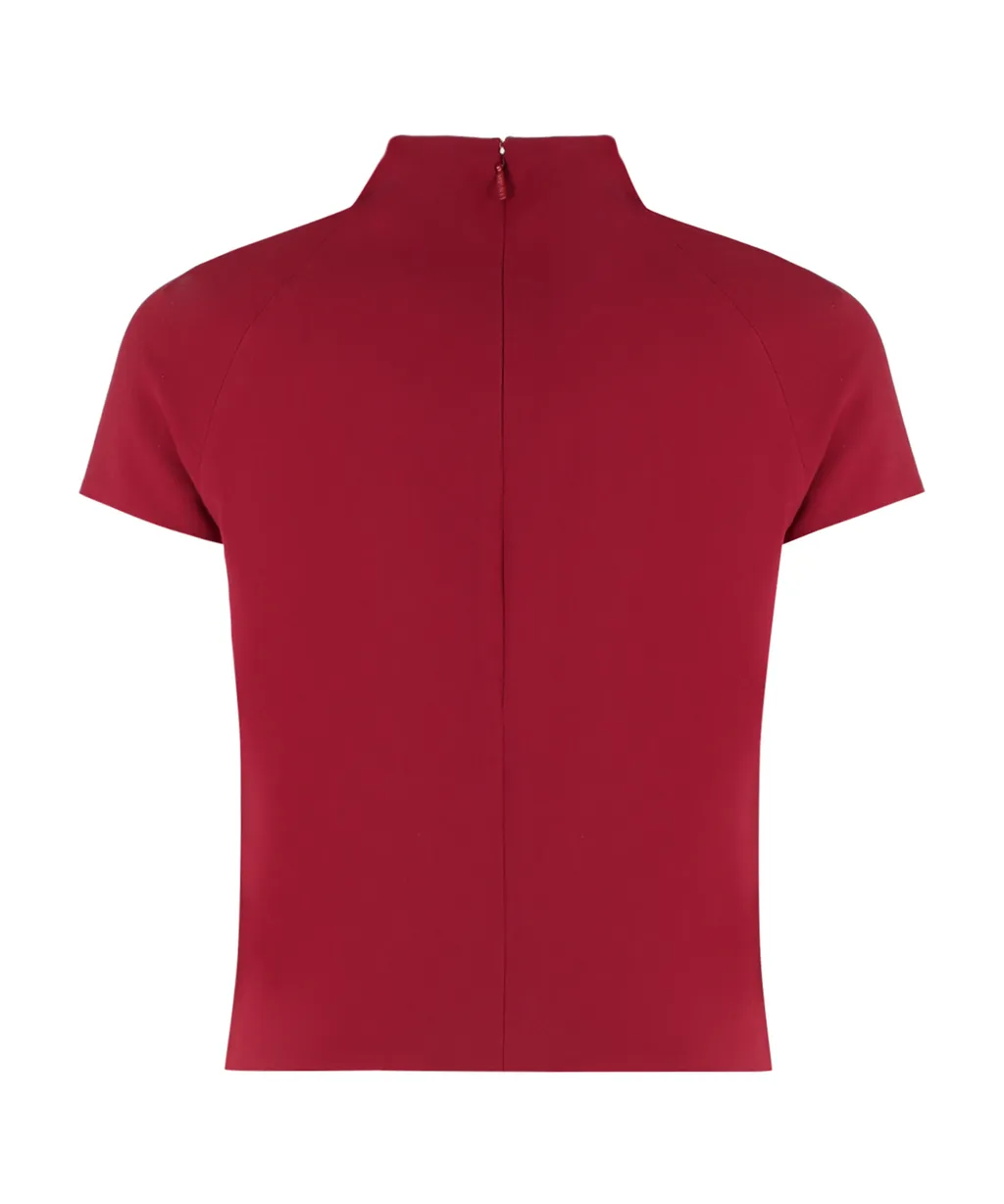Draped Neck Short-Sleeved Blouse