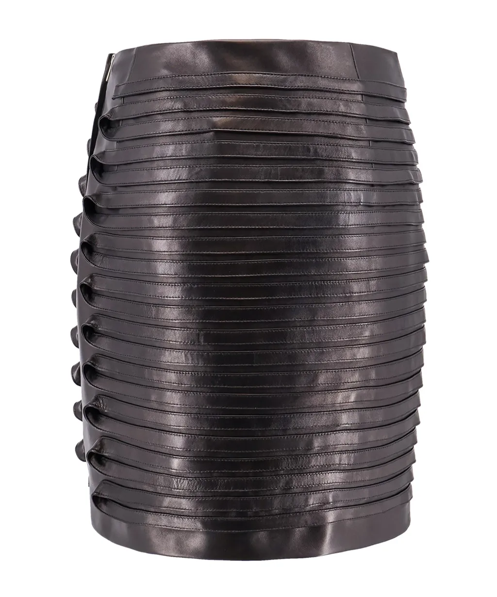 High-Waist Leather Mini Skirt