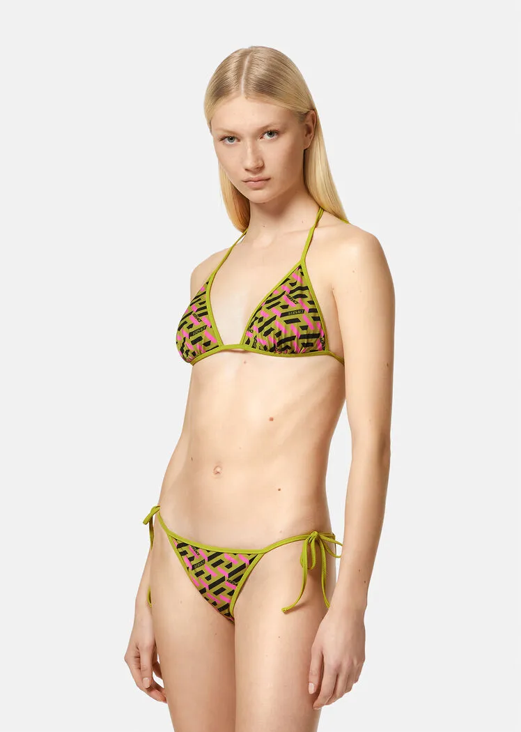 Greca-Print Side-Tie Bikini Bottoms