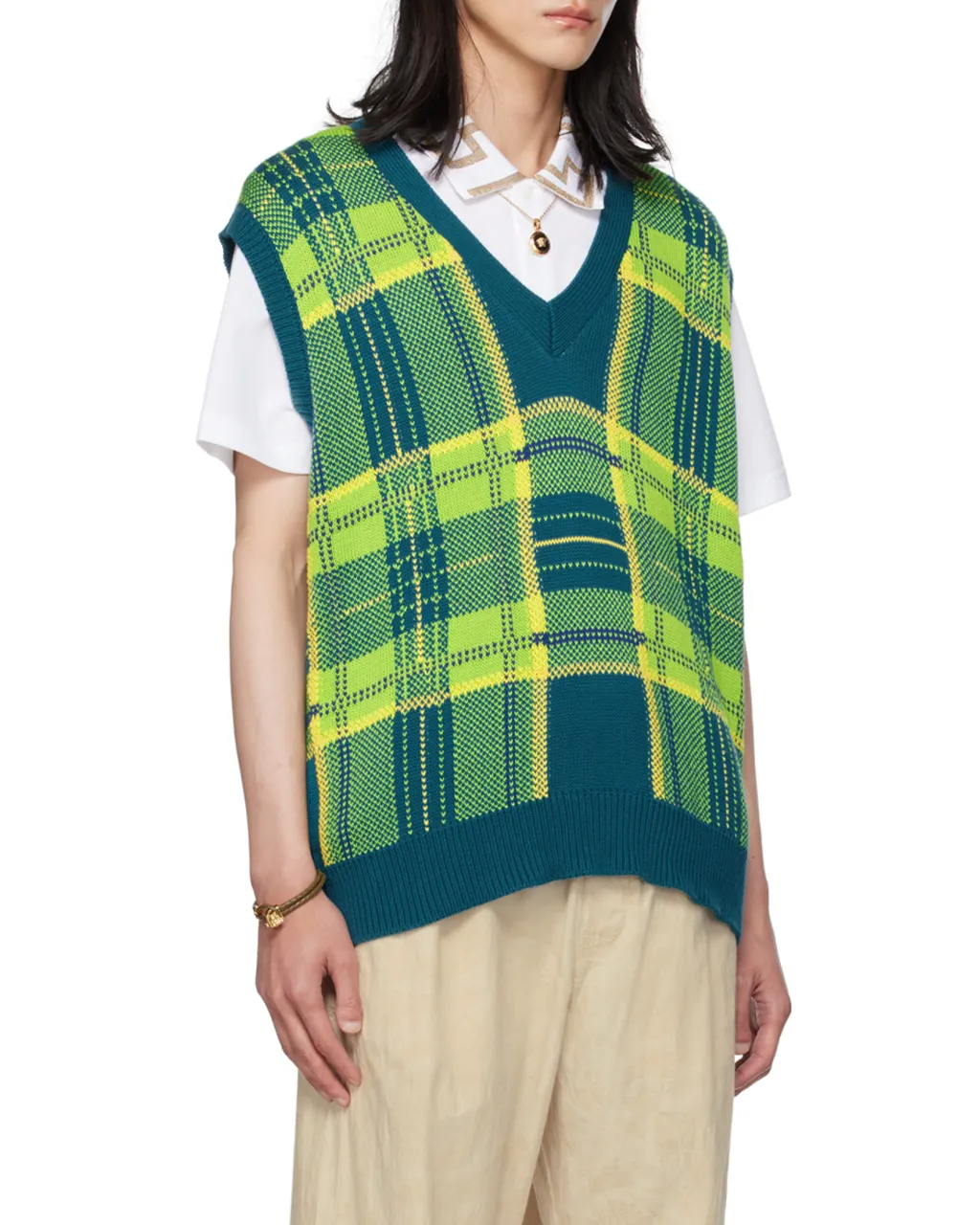 Checkered Knitted Vest