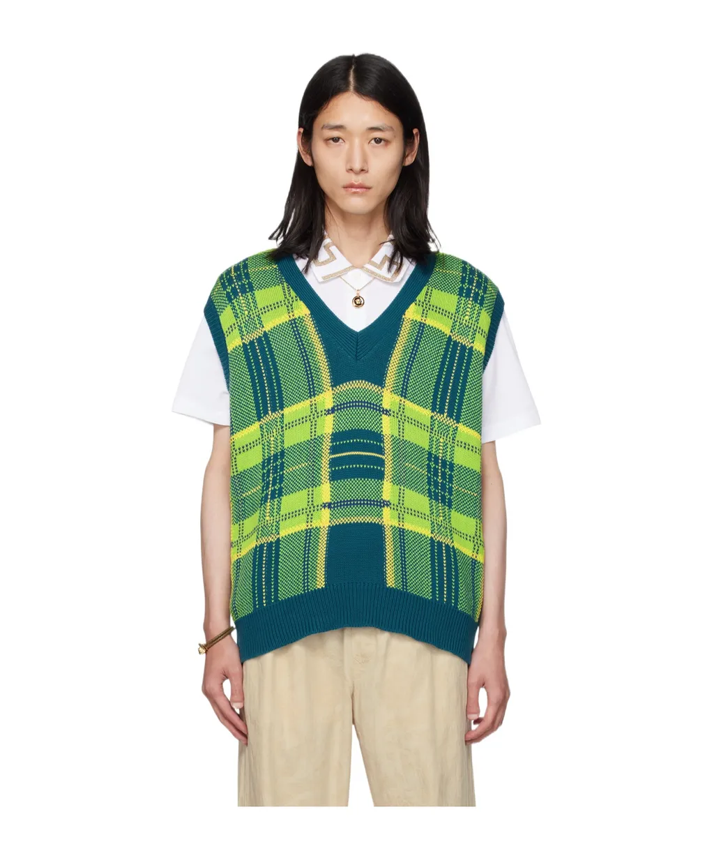 Checkered Knitted Vest