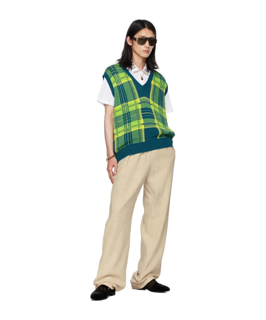 Checkered Knitted Vest
