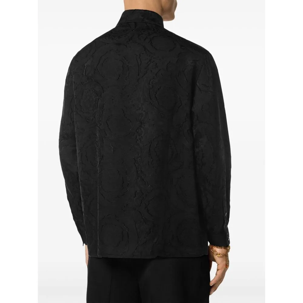 Patterned-Jacquard Long-Sleeved Buttoned Shirt