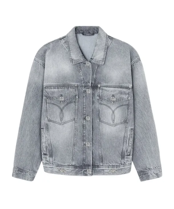 Logo-Appliqué Button-Up Denim Jacket