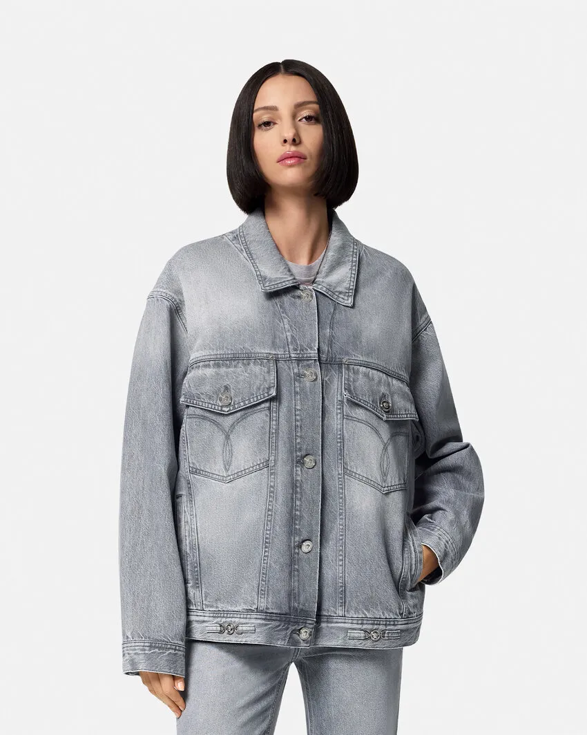 Logo-Appliqué Button-Up Denim Jacket