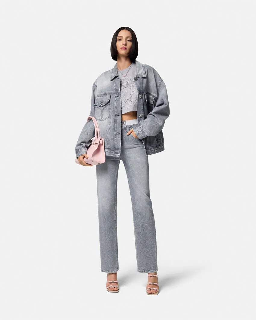 Logo-Appliqué Button-Up Denim Jacket