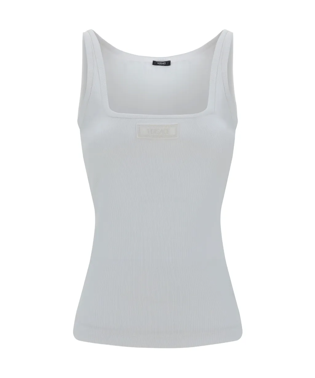 Square-Neck Ribbed Sleeveless Top