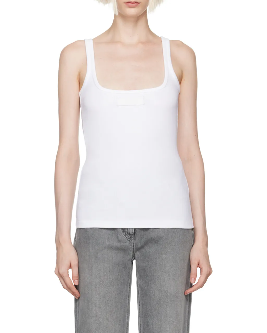 Square-Neck Ribbed Sleeveless Top