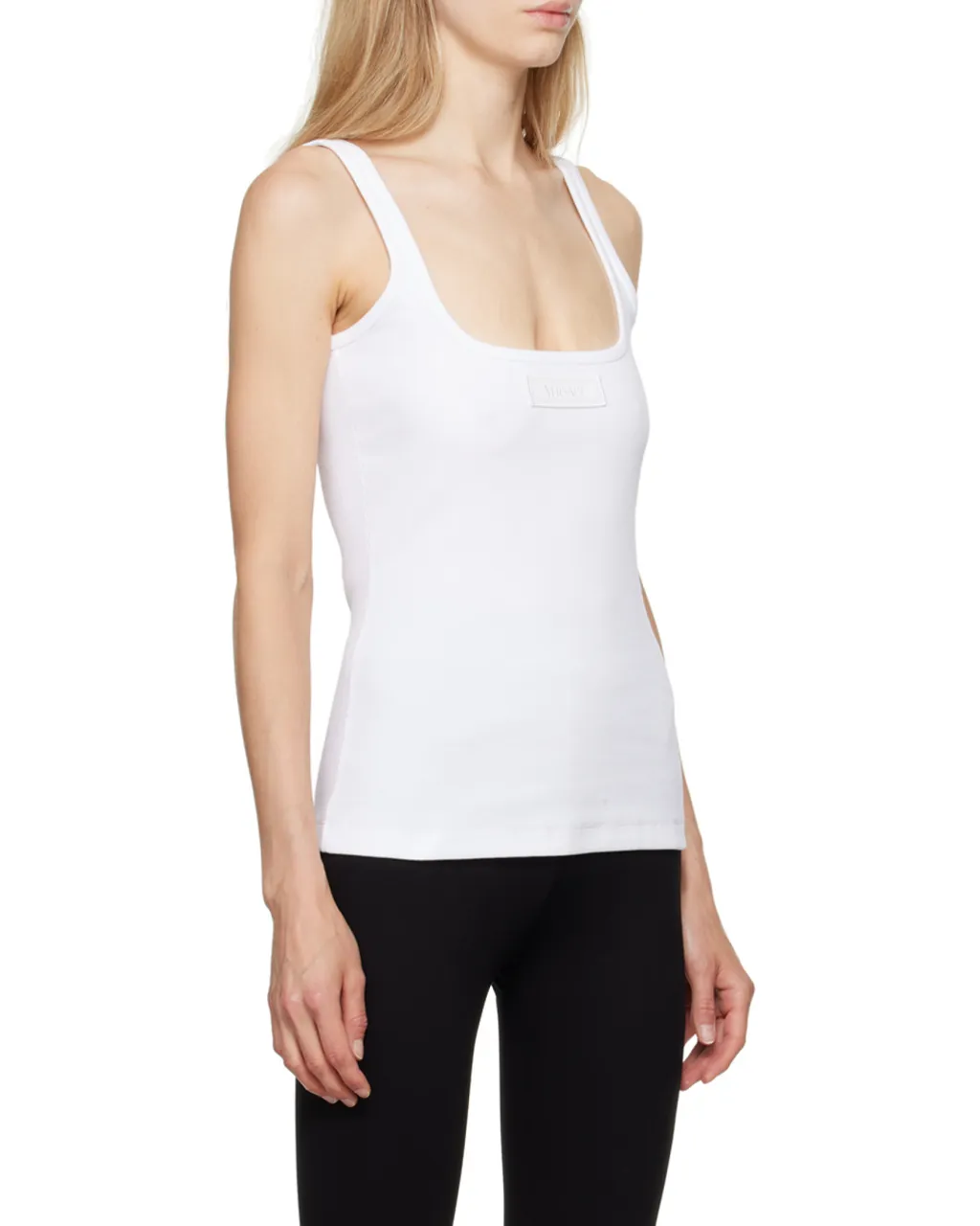 Square-Neck Ribbed Sleeveless Top