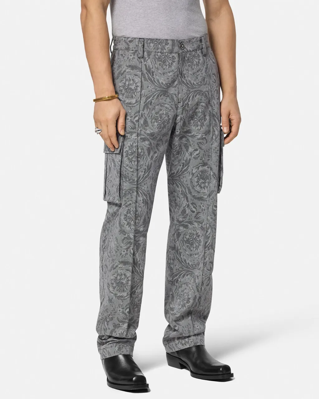 Barocco Jacquard Straight Leg Cargo Trousers