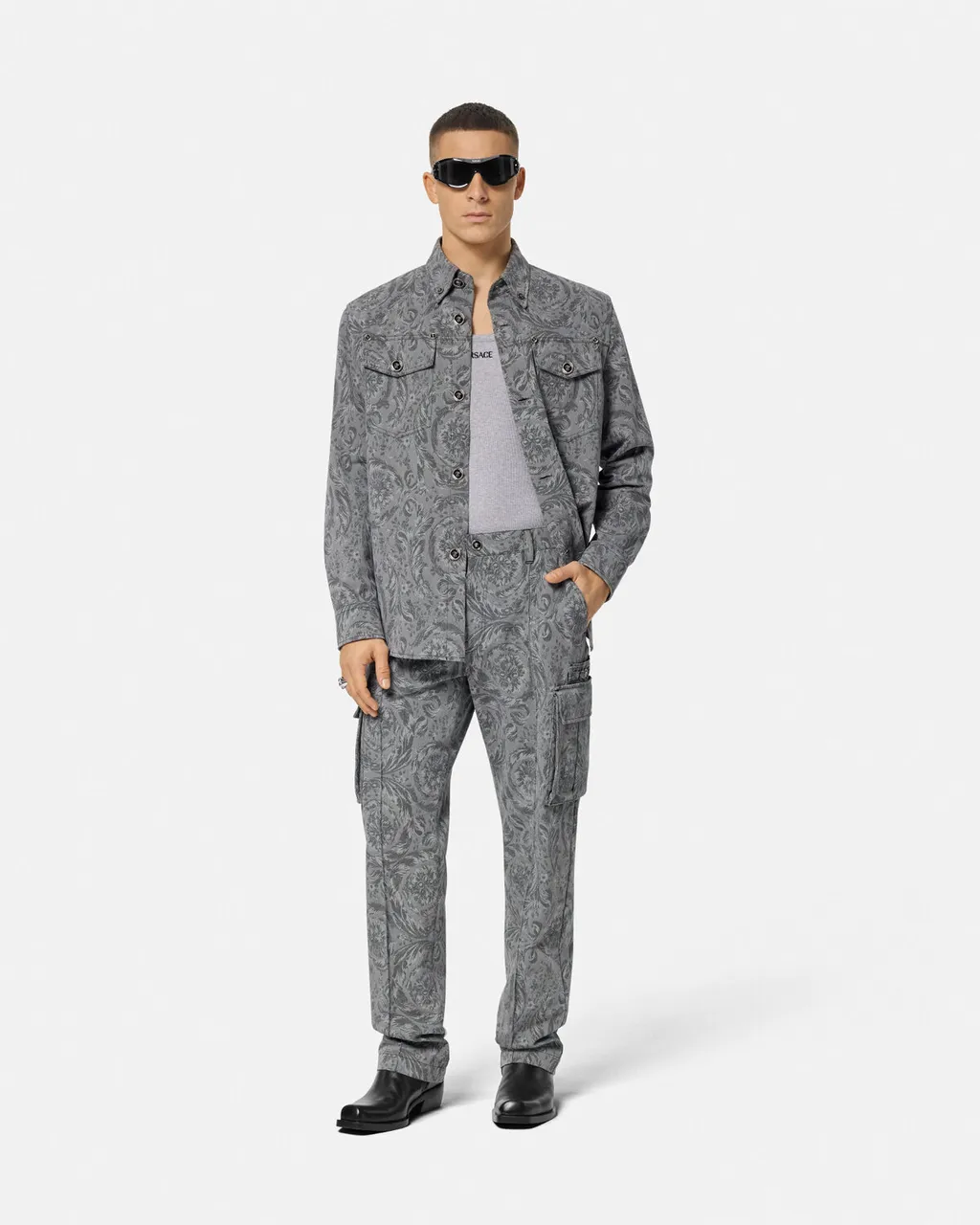 Barocco Jacquard Straight Leg Cargo Trousers