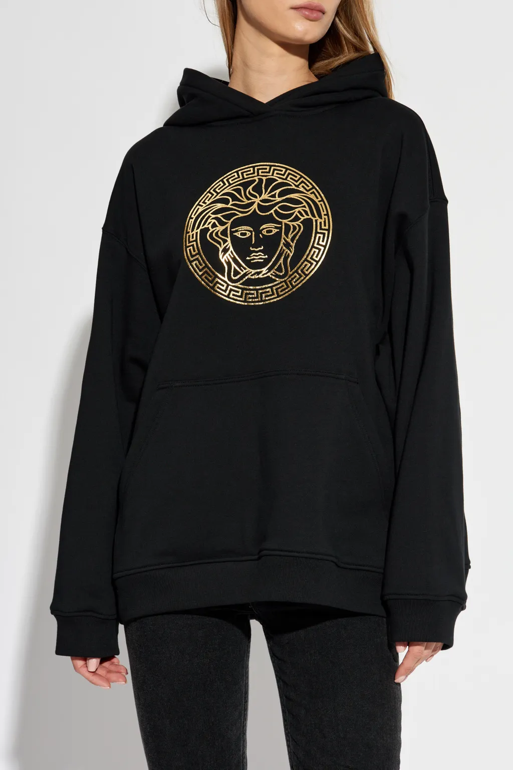 Medusa-Printed Long-Sleeved Hoodie