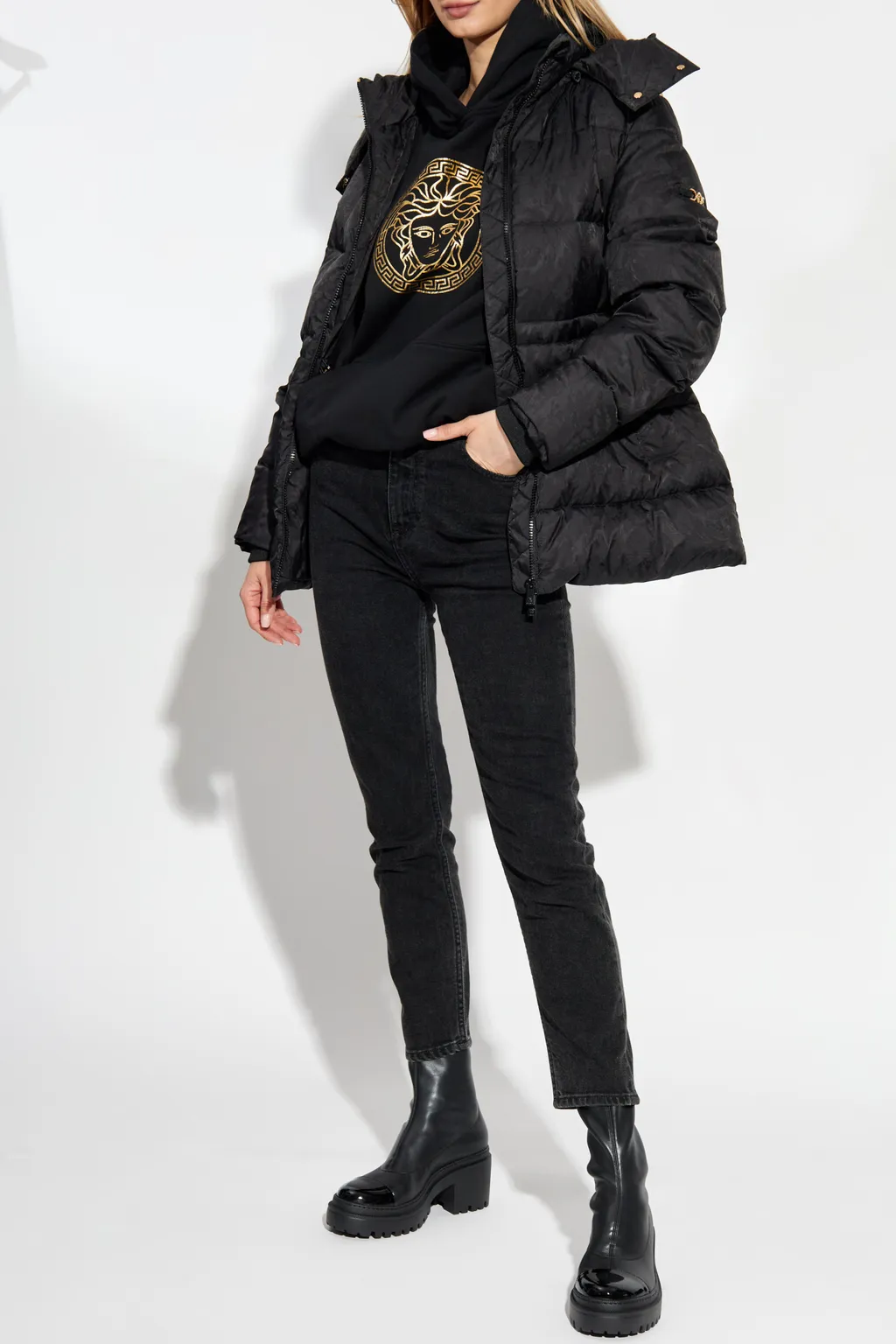 Medusa-Printed Long-Sleeved Hoodie