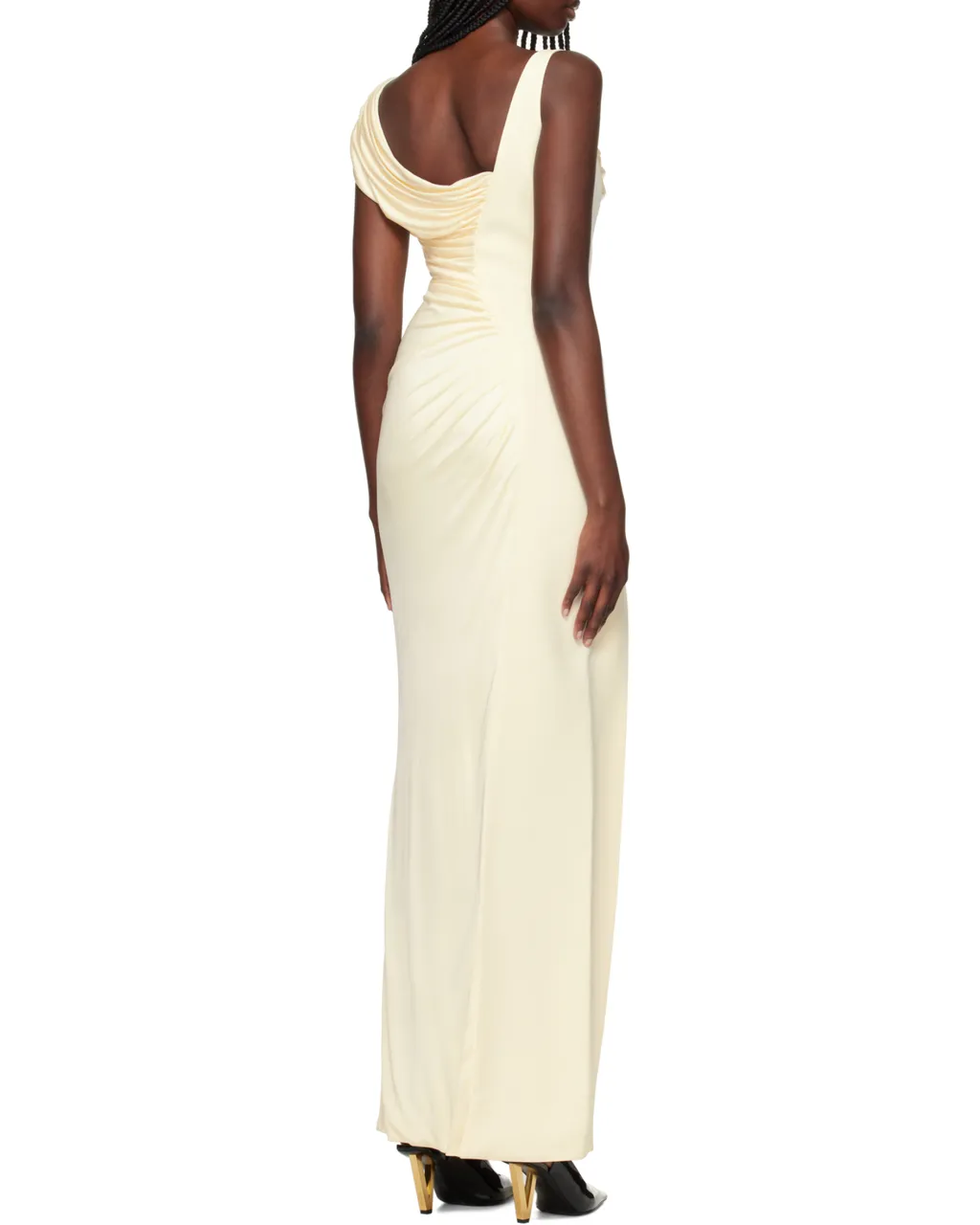 Medusa Head Logo Plaque Side-Slit Maxi Dress