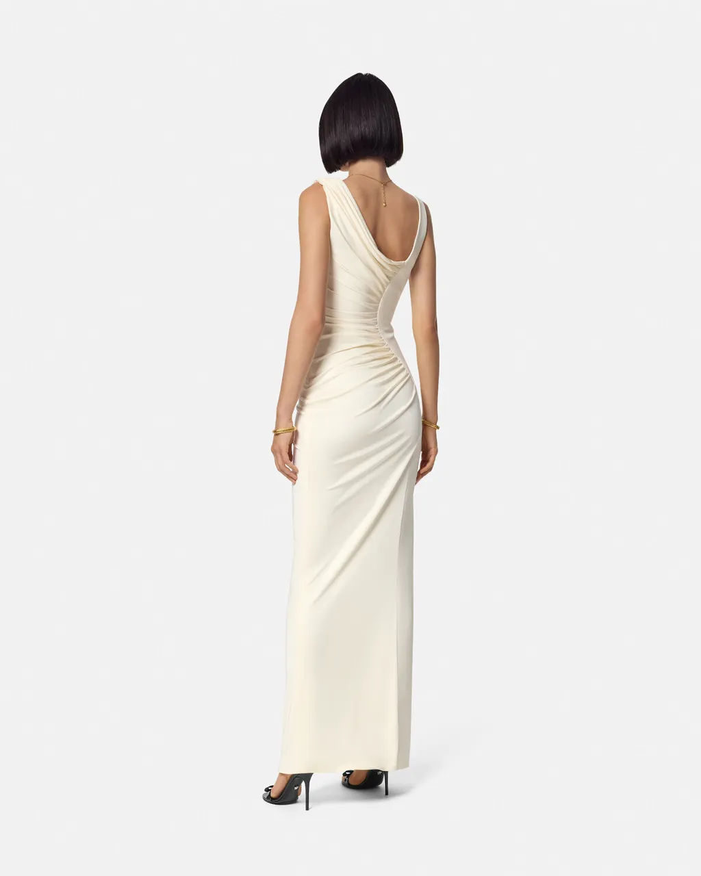Medusa Head Logo Plaque Side-Slit Maxi Dress