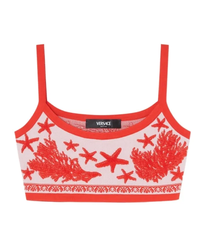 Barocco Sea Sleeveless Knitted Cropped Top