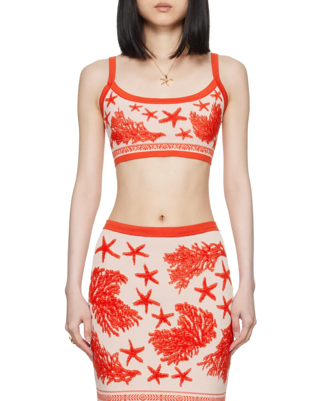 Barocco Sea Sleeveless Knitted Cropped Top
