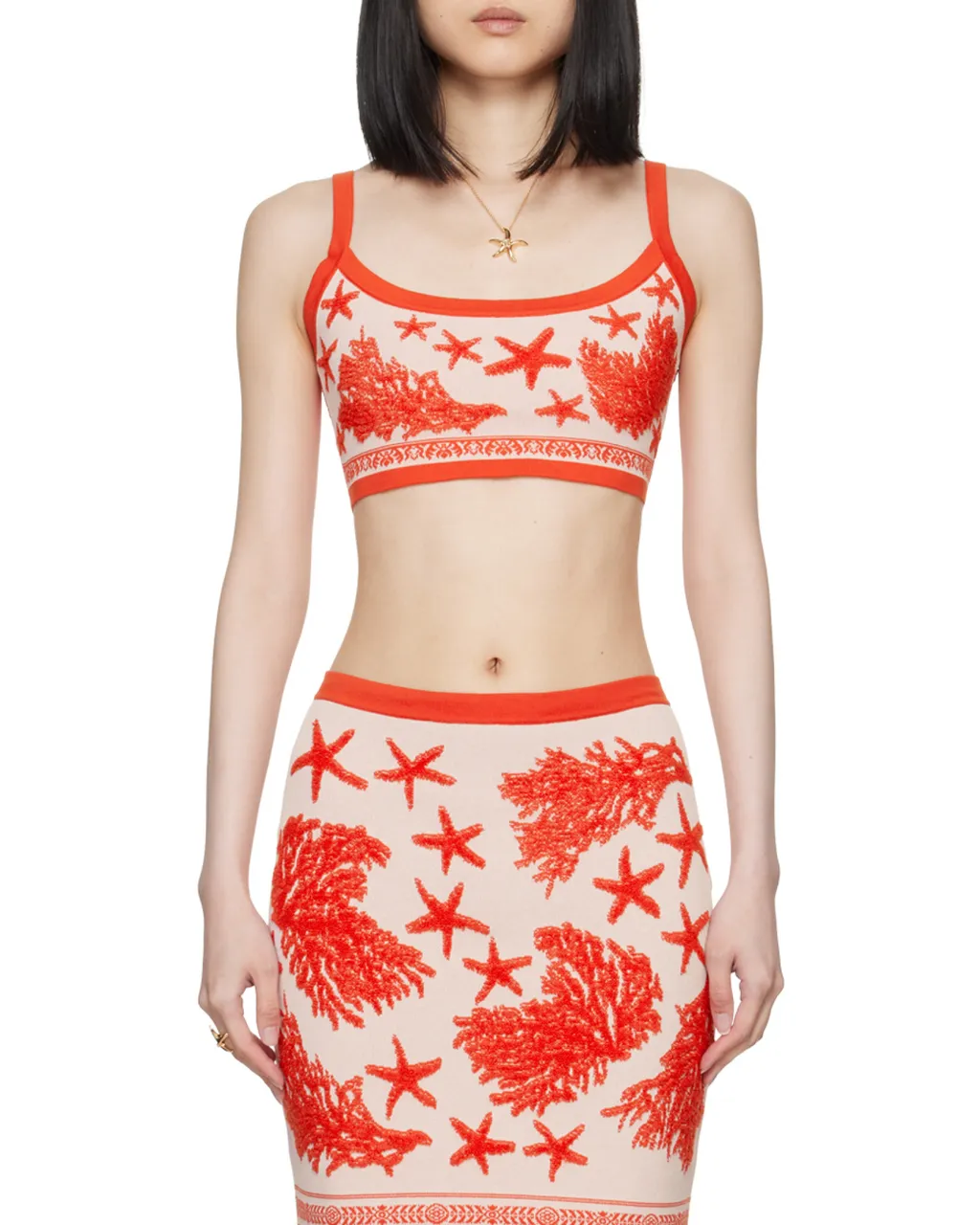 Barocco Sea Sleeveless Knitted Cropped Top