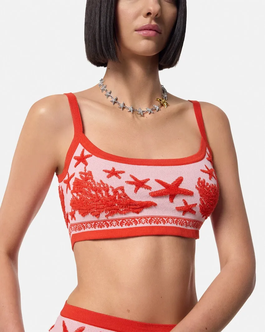 Barocco Sea Sleeveless Knitted Cropped Top