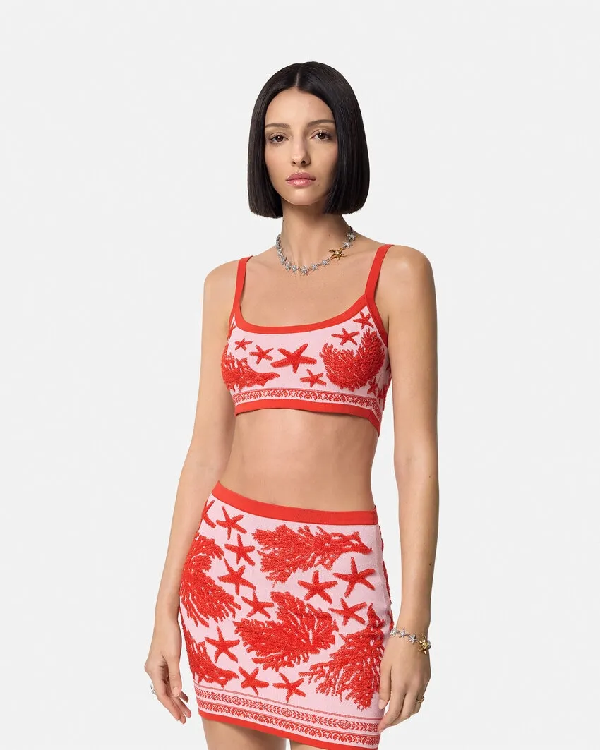 Barocco Sea Sleeveless Knitted Cropped Top