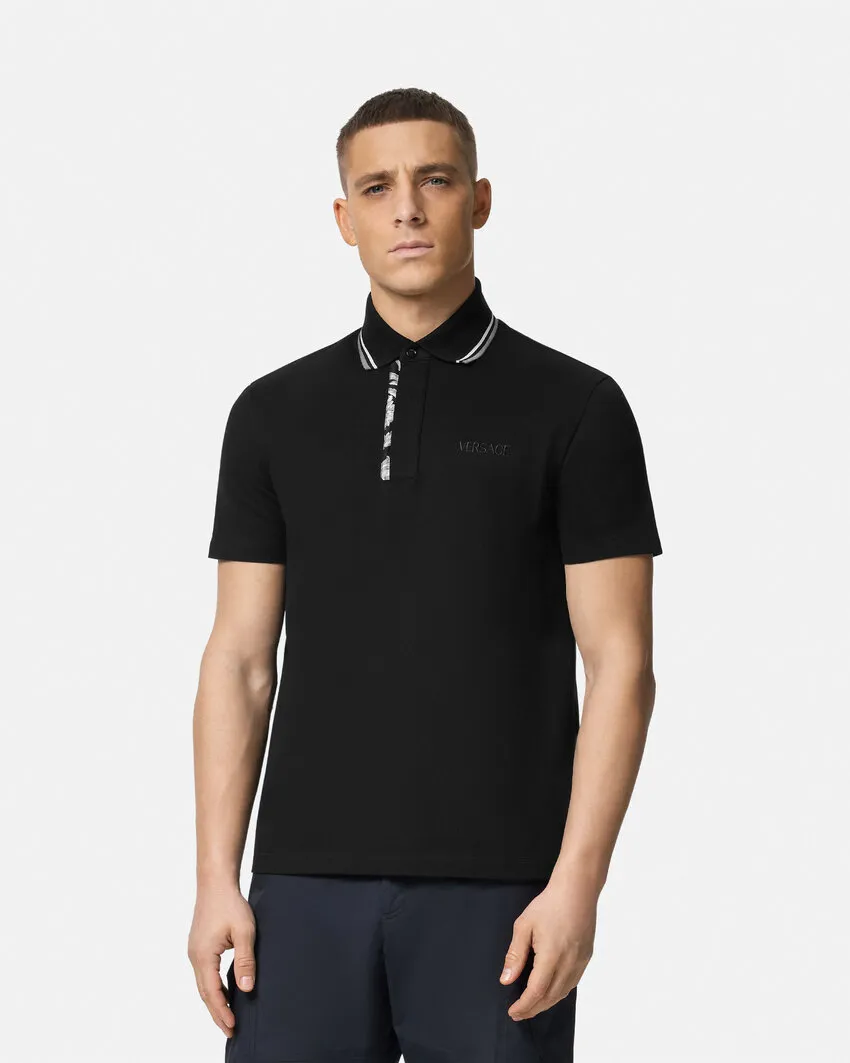 Barocco Embroidered Short-Sleeved Polo Shirt