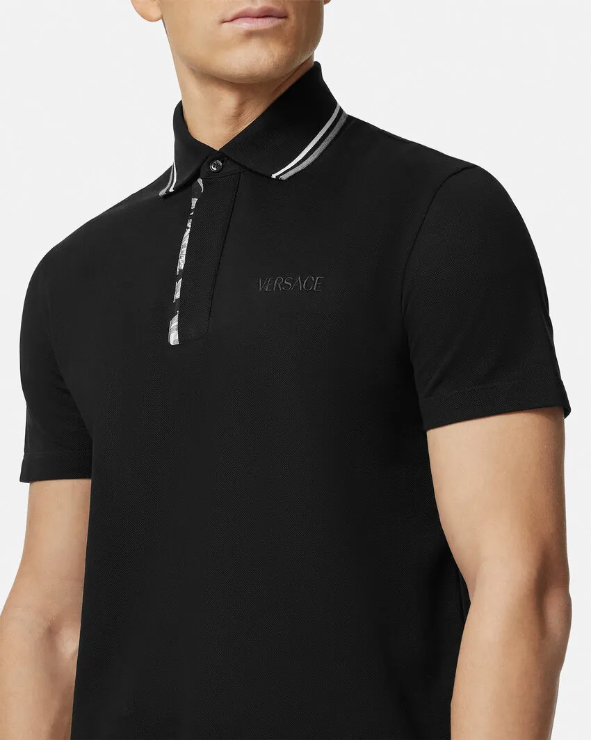 Barocco Embroidered Short-Sleeved Polo Shirt
