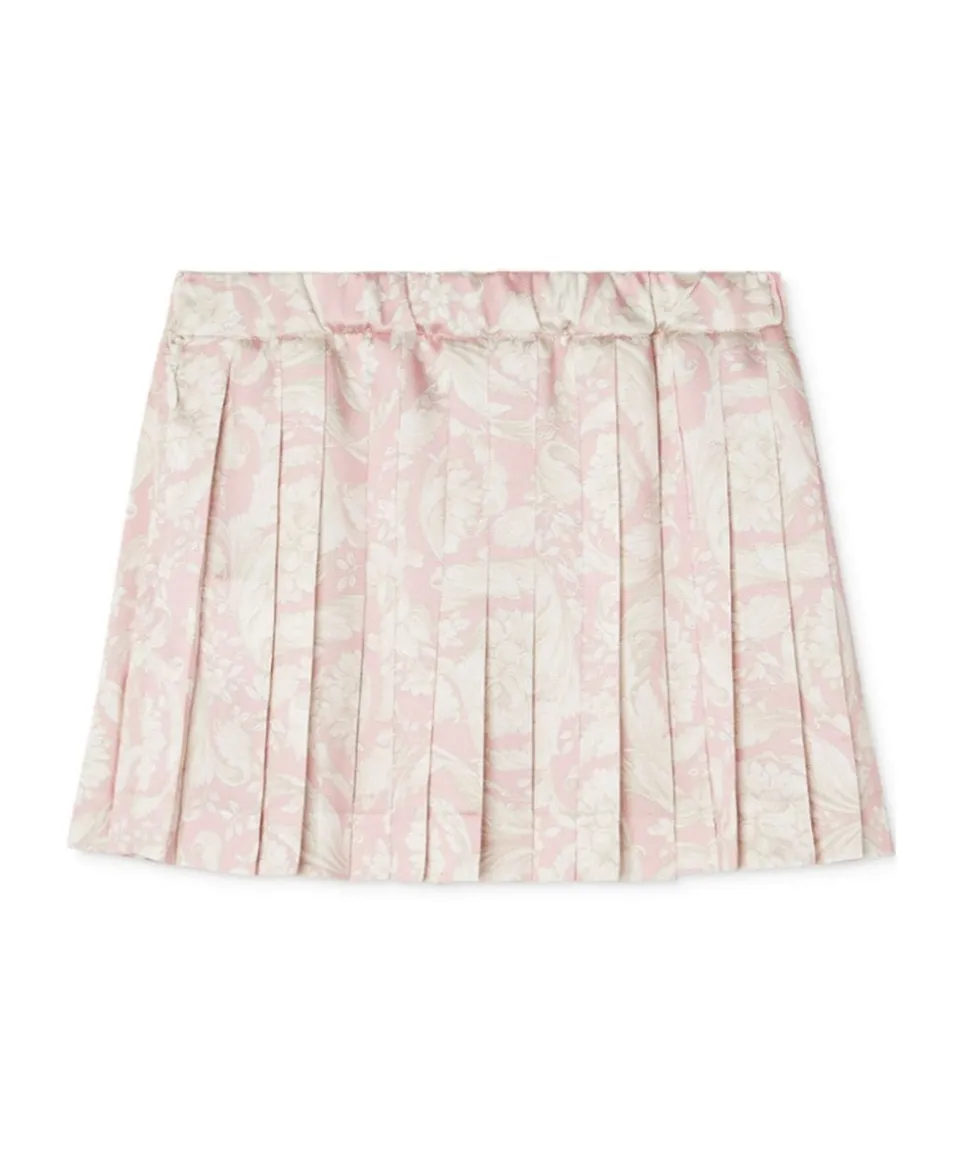 Barocco-Print Pleated Miniskirt