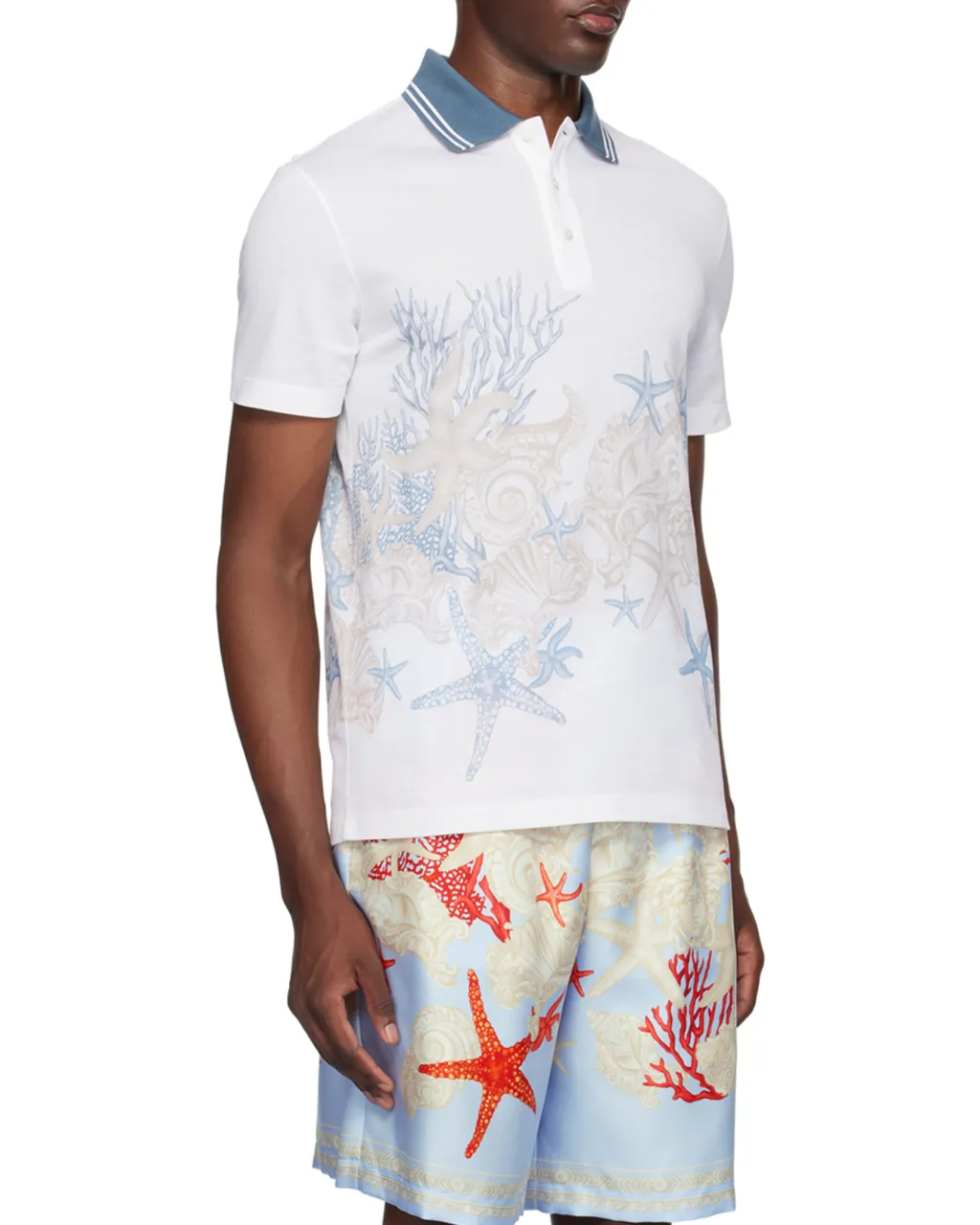 Starfish Printed Short-Sleeved Polo Shirt
