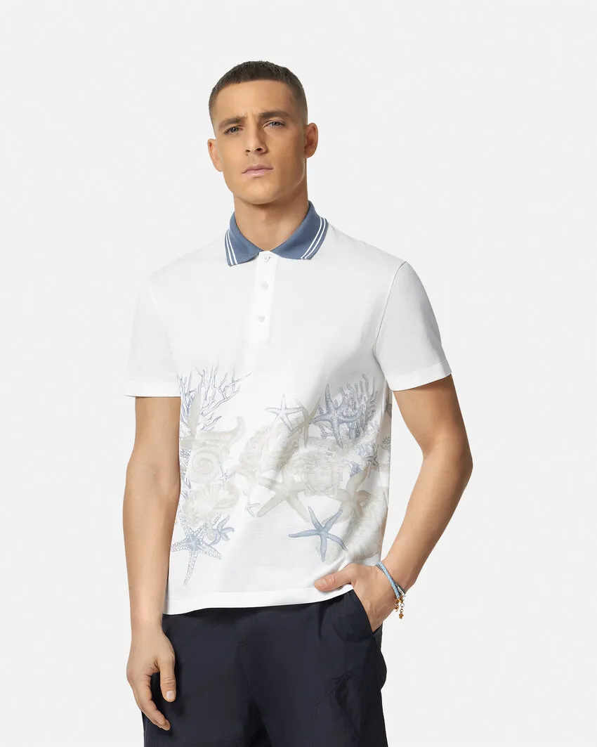 Starfish Printed Short-Sleeved Polo Shirt