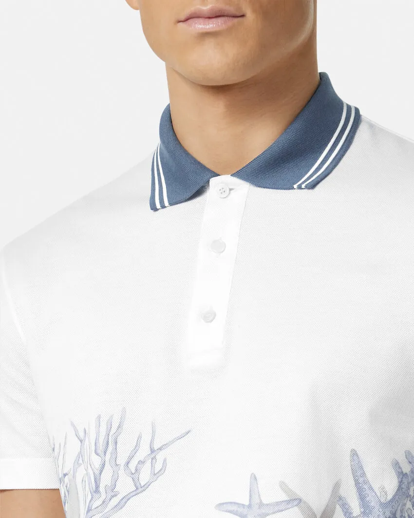 Starfish Printed Short-Sleeved Polo Shirt