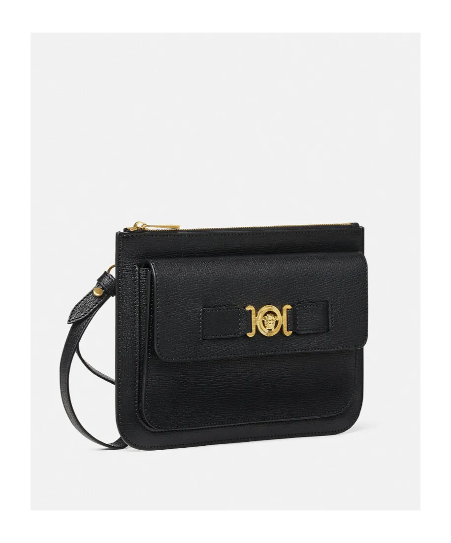 Medusa-Plaque Leather Clutch
