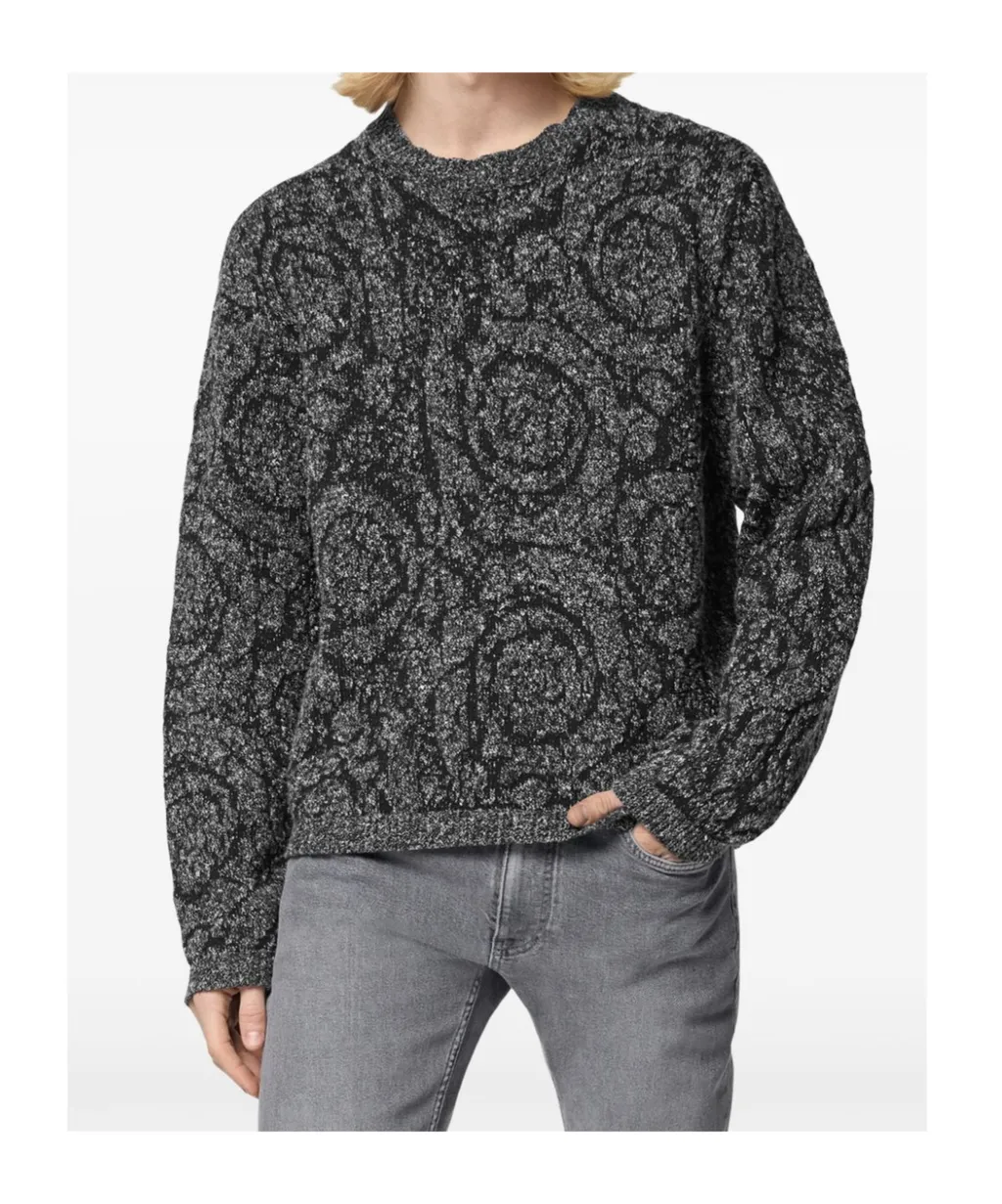 Barocco Jacquard Crewneck Tweed Jumper