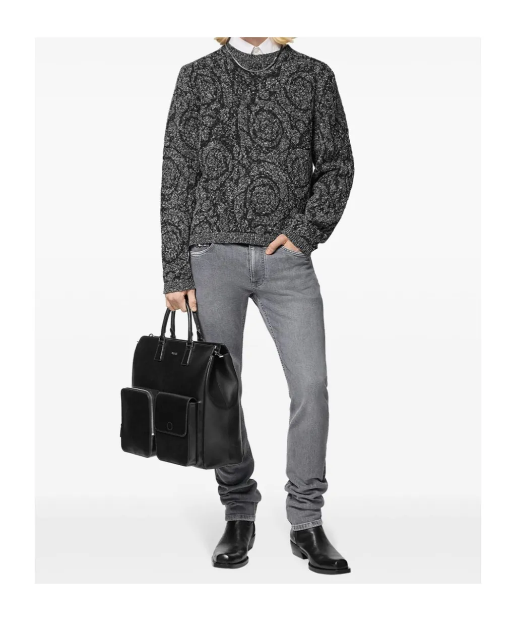 Barocco Jacquard Crewneck Tweed Jumper