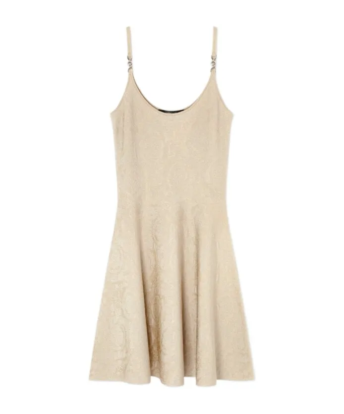 Barocco Jacquard Sleeveless Flared Mini Dress