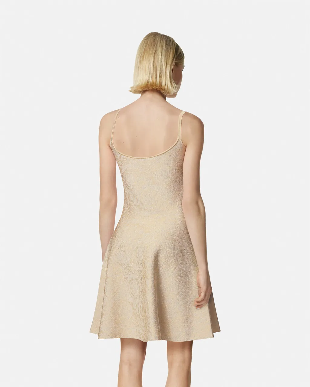 Barocco Jacquard Sleeveless Flared Mini Dress