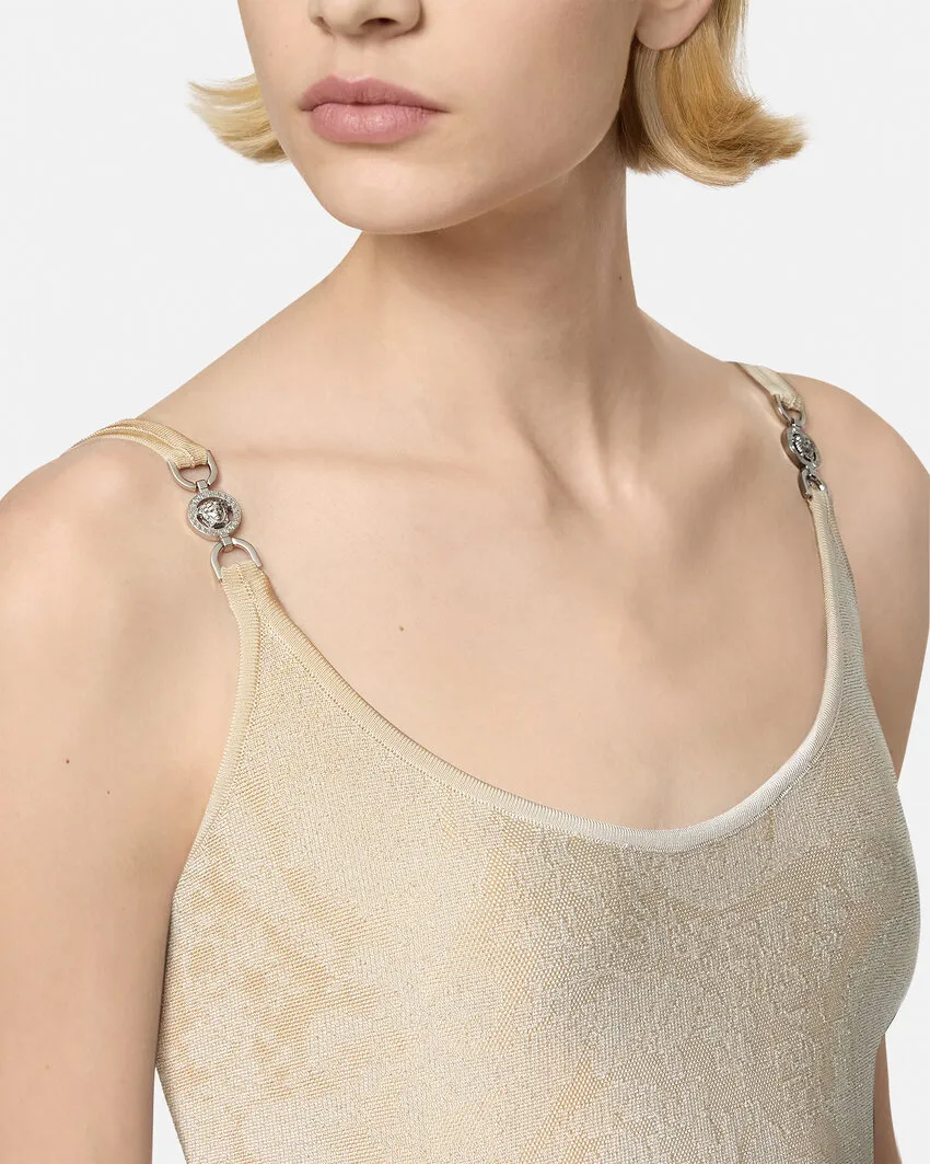 Barocco Jacquard Sleeveless Flared Mini Dress