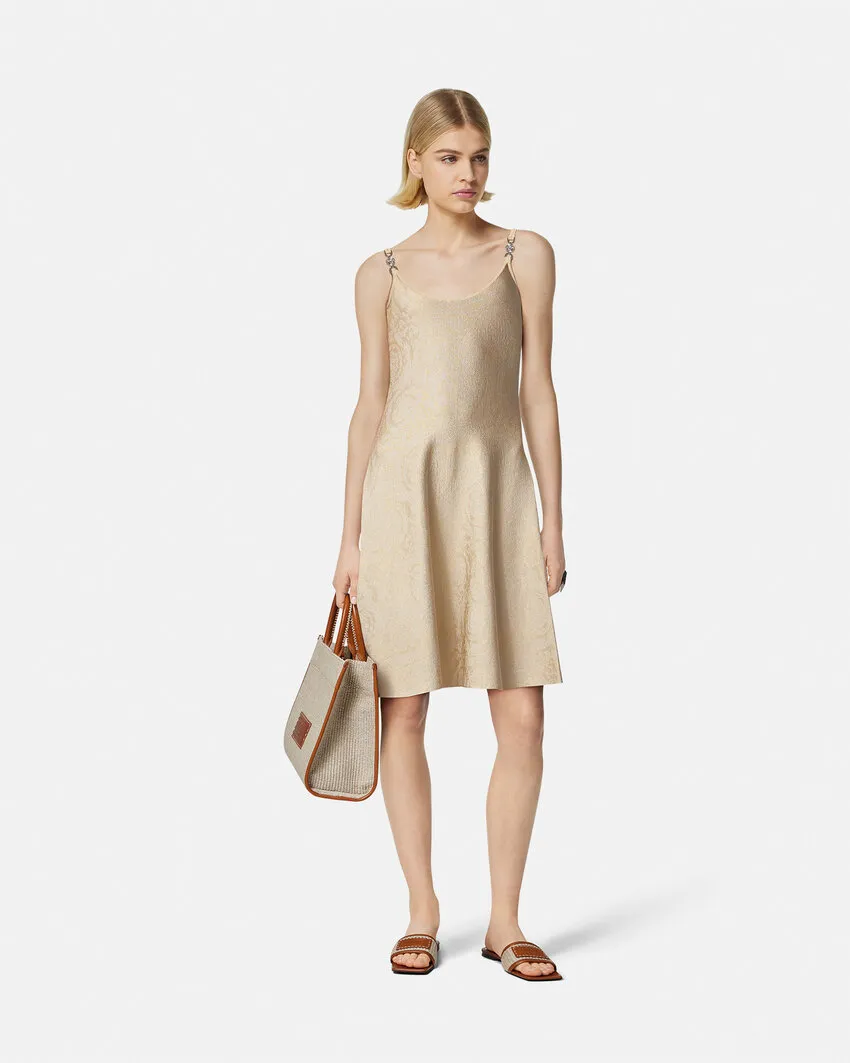 Barocco Jacquard Sleeveless Flared Mini Dress