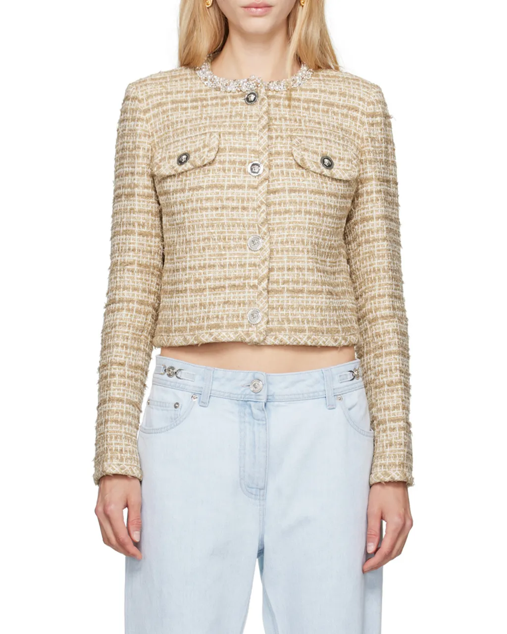 Crystal-Embellished Tweed Jacket