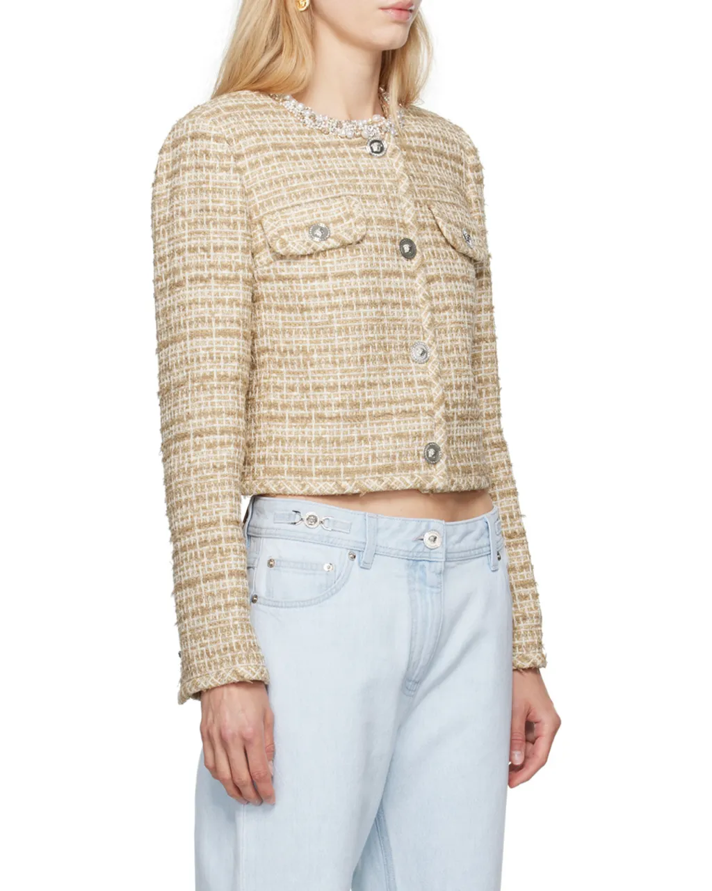 Crystal-Embellished Tweed Jacket