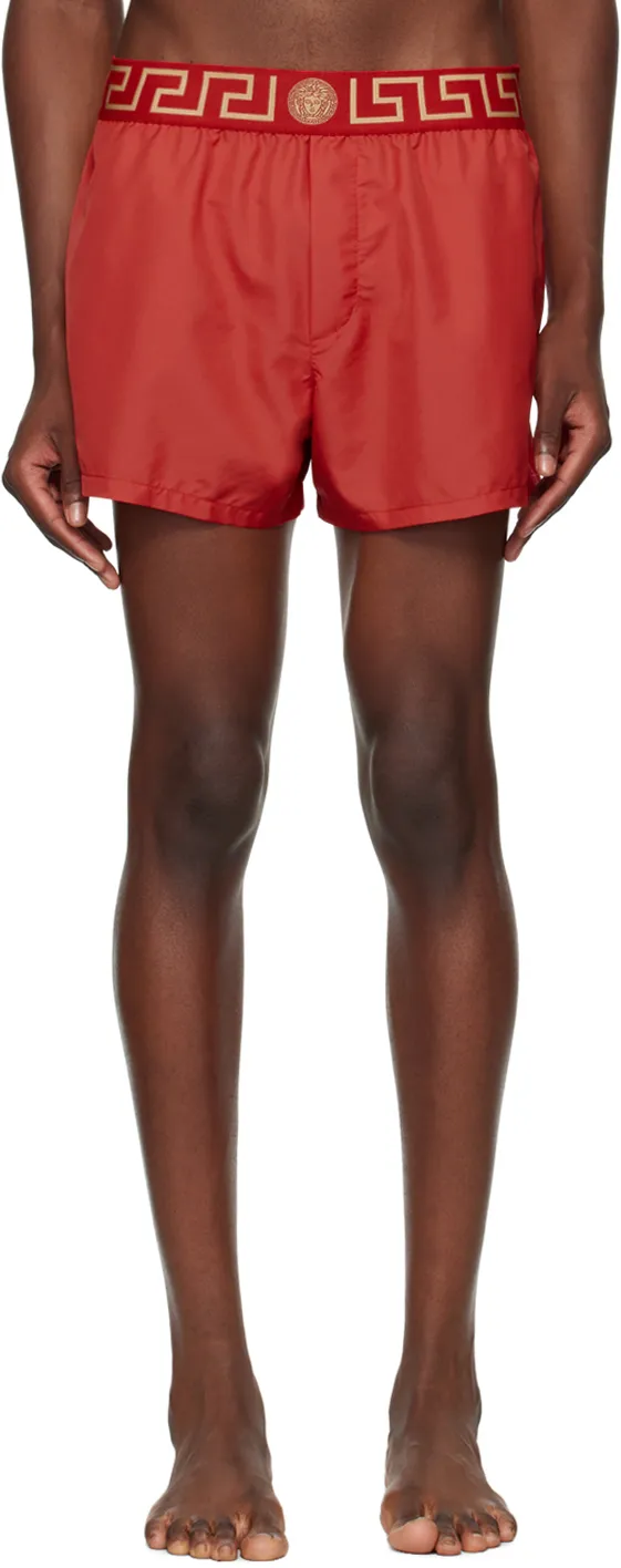 Greca Border Elasticated Waistband Swim Shorts
