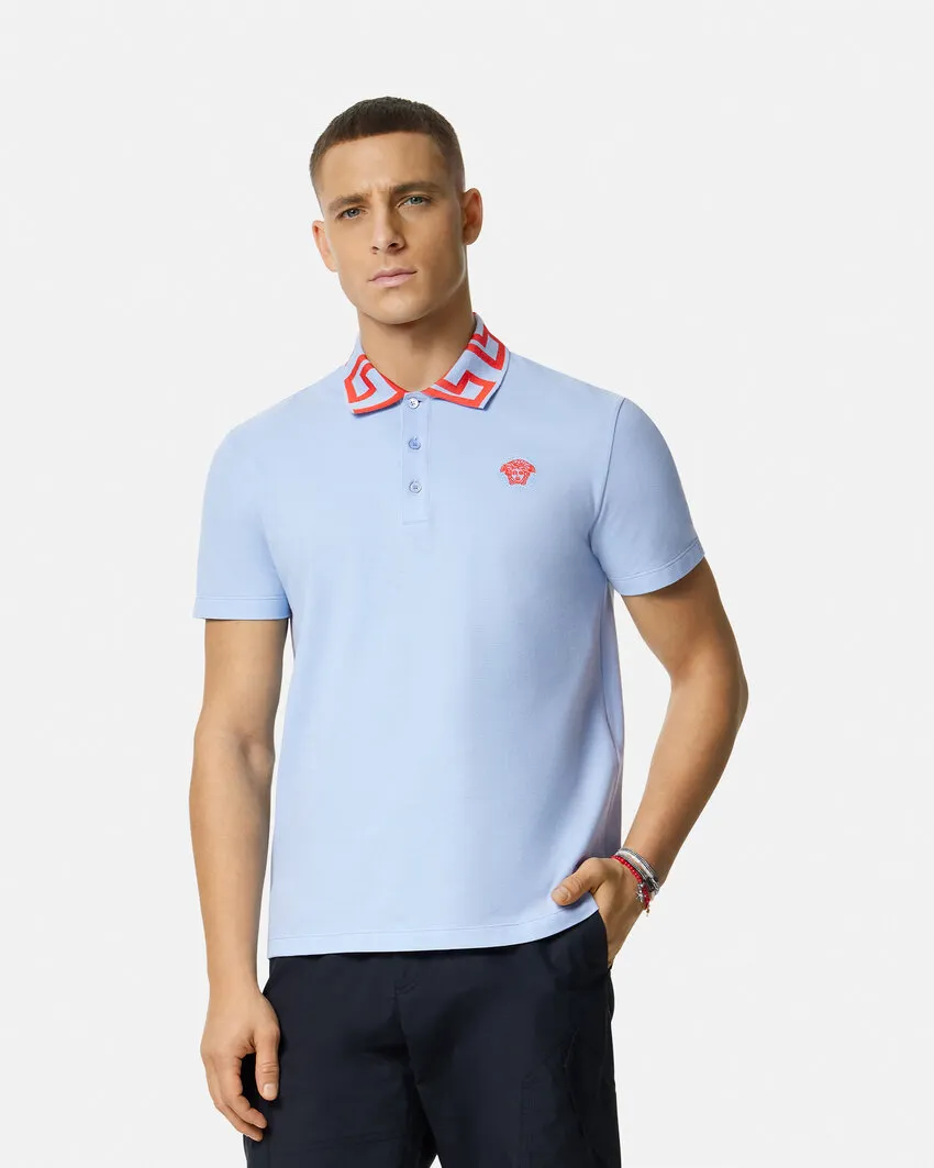Medusa Embroidered Short Sleeved Polo Shirt
