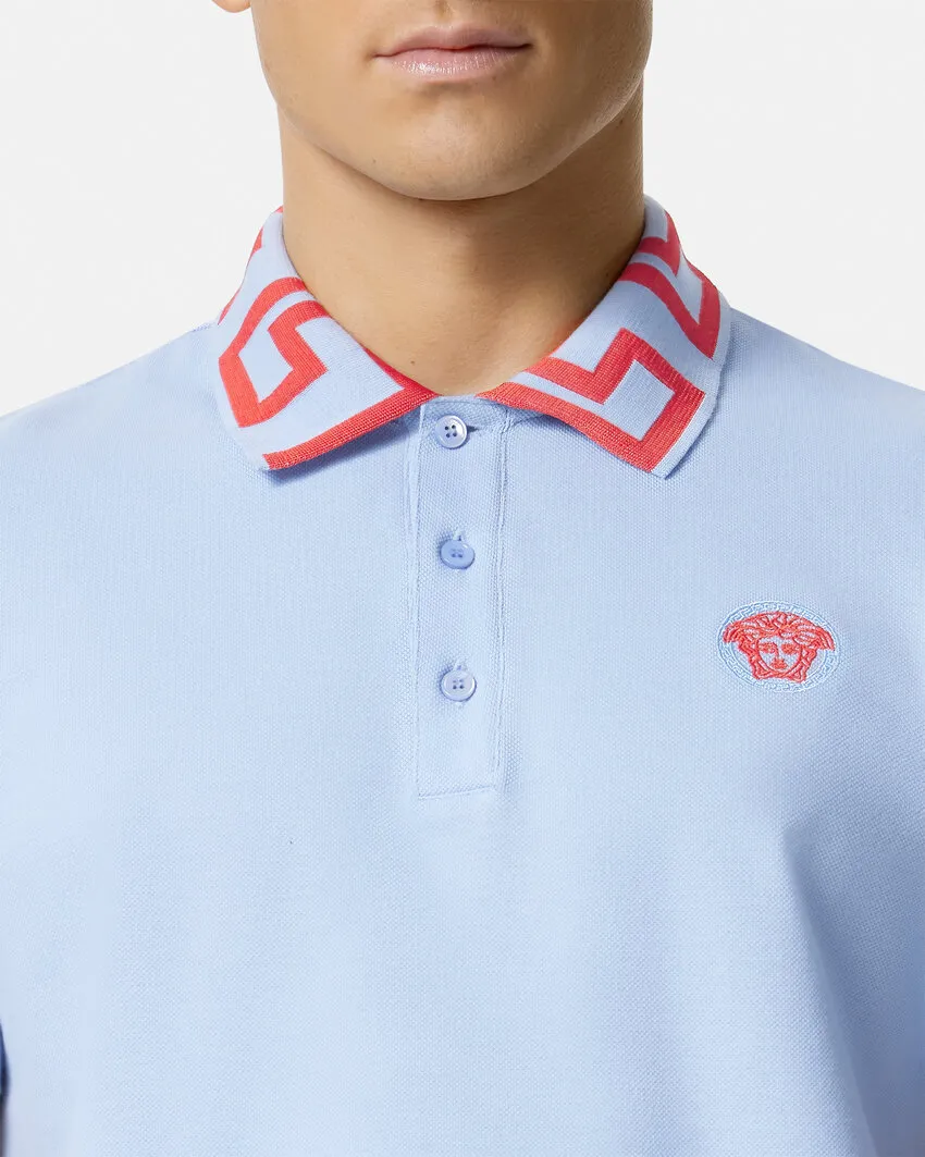 Medusa Embroidered Short Sleeved Polo Shirt
