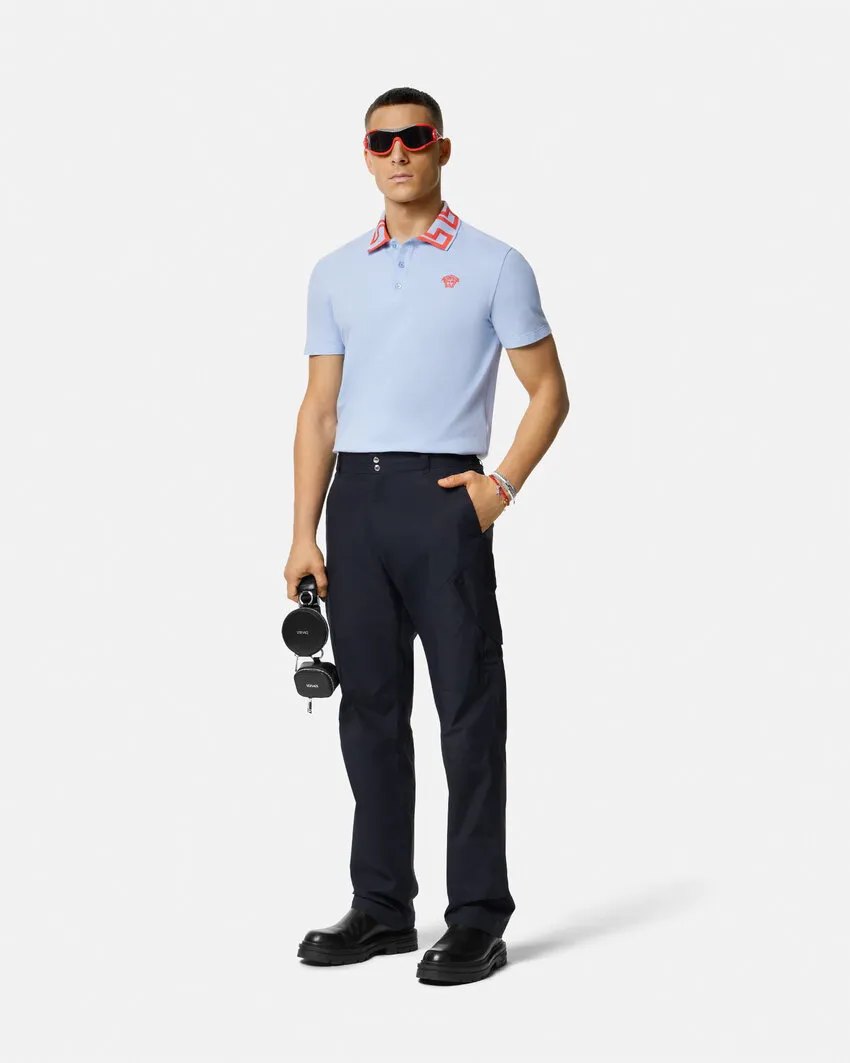 Medusa Embroidered Short Sleeved Polo Shirt