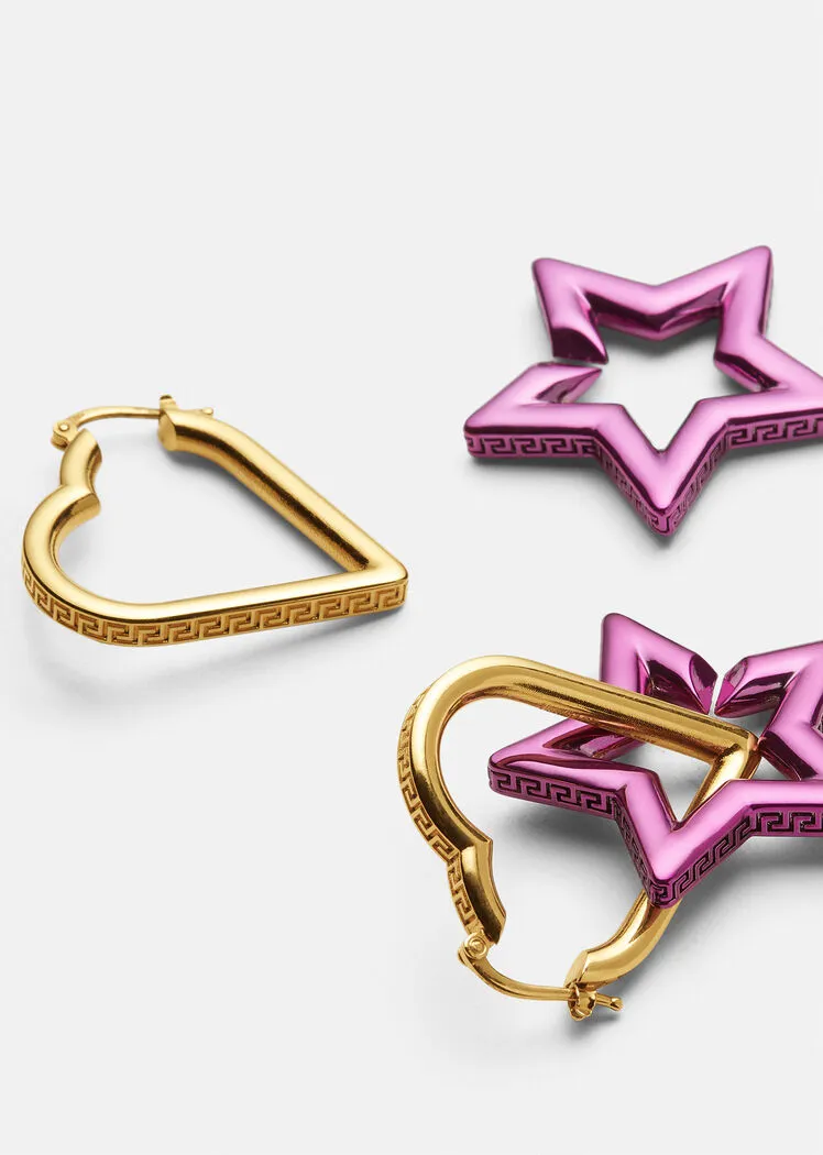 Heart Star Drop Hoop Earring