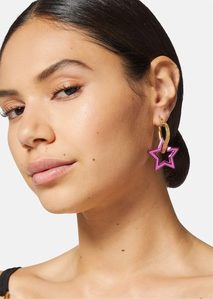 Heart Star Drop Hoop Earring