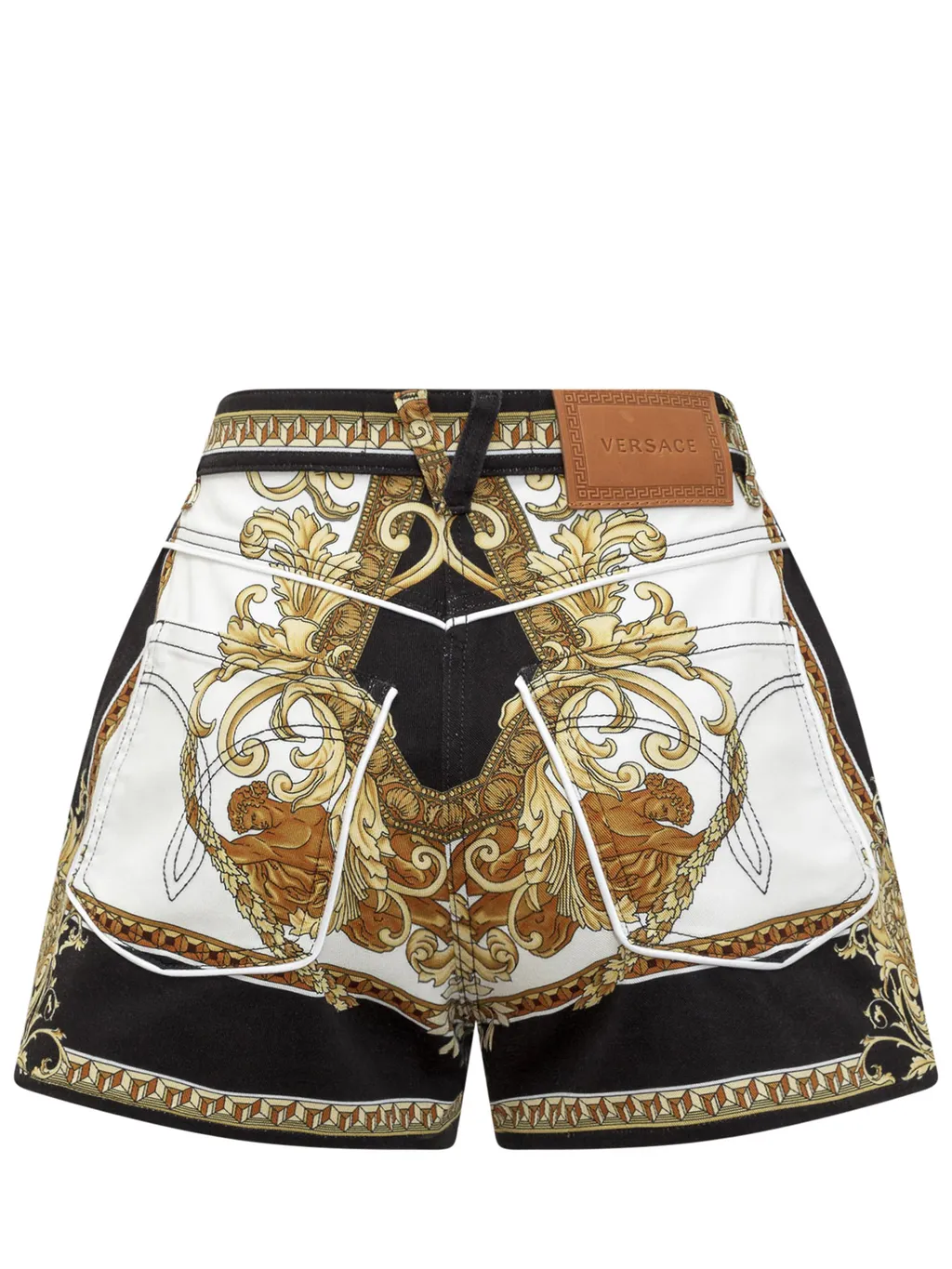 Baroque-Print Denim Shorts