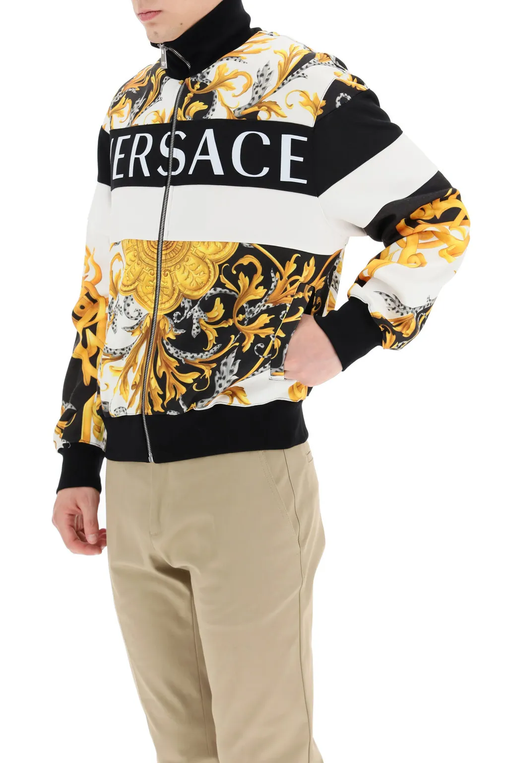 Iconic Print Zip-Up Logo Jacket