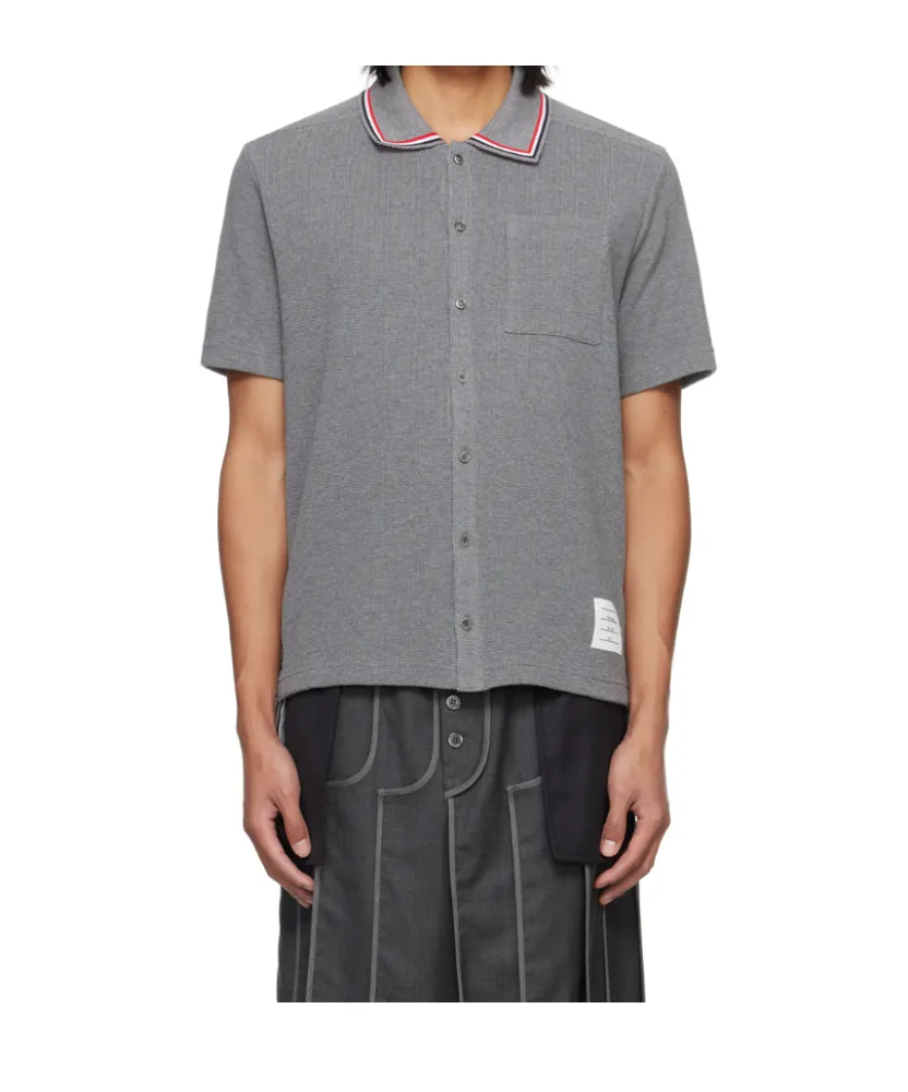 Textured Short-Sleeved Polo Shirt