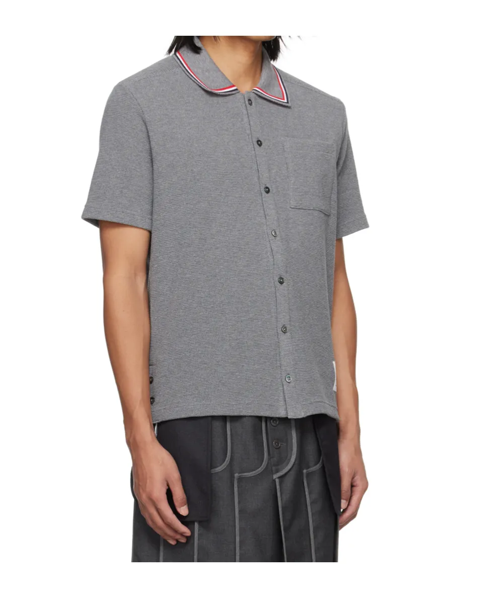Textured Short-Sleeved Polo Shirt