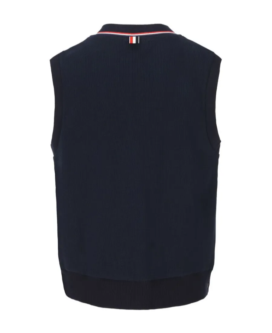 Logo-Patch Ribbed Sleeveless Jumper